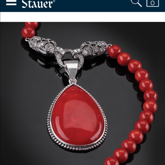 Stauer- Fire coral necklace and earring set - Picture 4 of 8